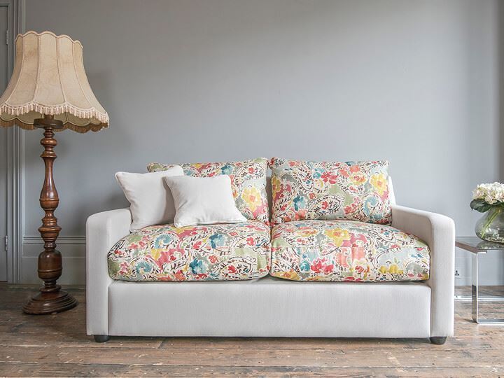 Stopham 3 Seater Fitted Cover Sofa Bed in Romo Linara Shingle seat in Designers Guild Florian Corn